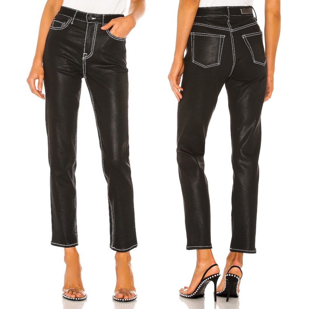 GRLFRND Aurelia Coated Black Denim Jeans Lights Out Women’s 24